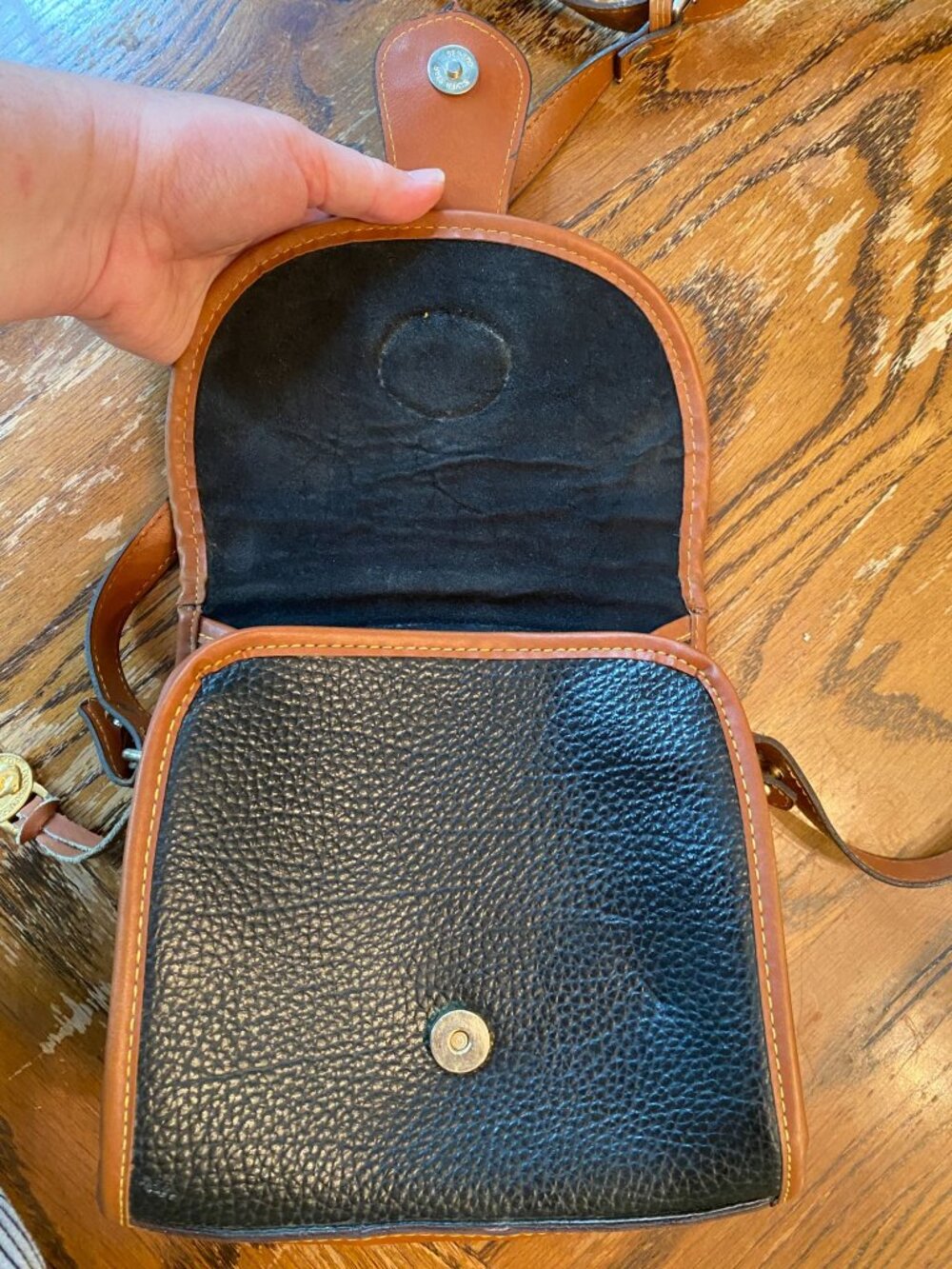 Vintage Dooney & Bourke Essex Mini Crossbody Bag USA Black & Brown - Picture 7 of 10